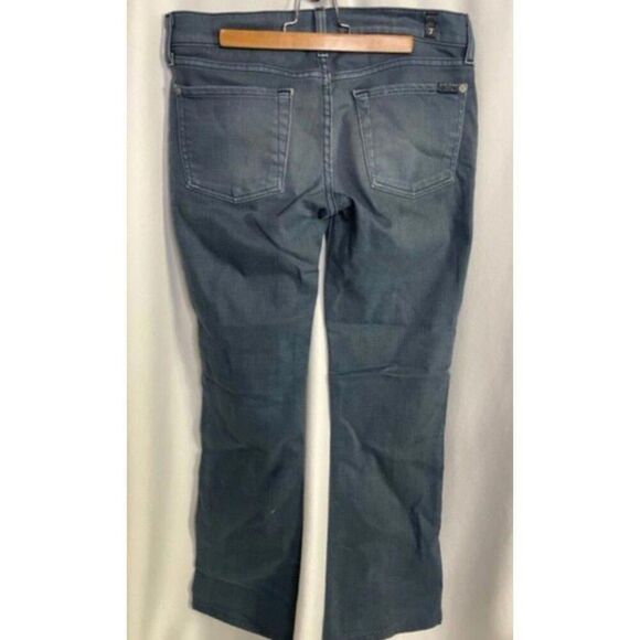 7 For All Mankind Blue Gray Distressed Antiqued Boot Cut Jeans Womens Size 28 - Picture 3 of 10